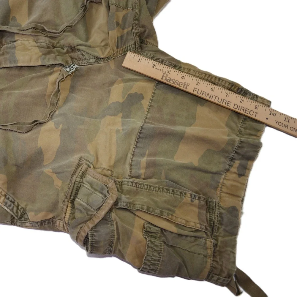 Abercrombie & Fitch Mens Camo Cargo Shorts Paratroops Cotton Green Brown Size M